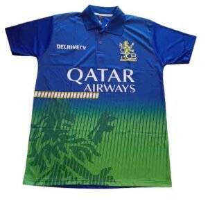 Blue and green color custmizable printed Sports  t-shirt, RCB T-Shirt
